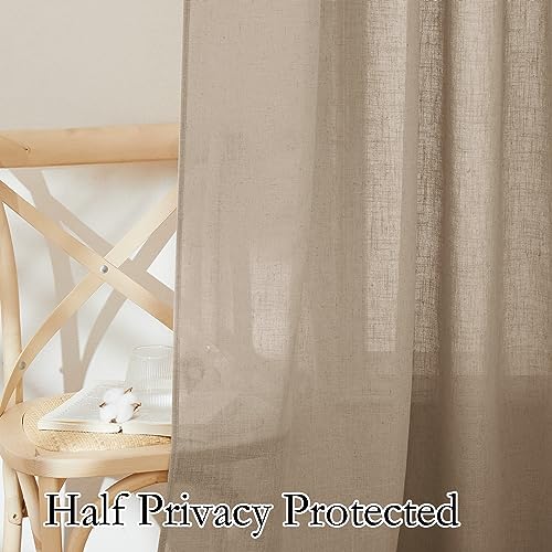 Extra Wide Sheer Curtains for Sliding Patio Door Large Window (Khaki / 70"W x 84"L (Pack of 2))