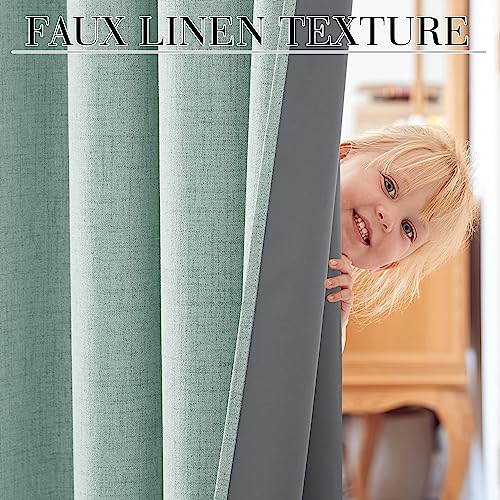 100% Blackout Linen Textured Curtains 96 inches Long (Aqua / 52"W x 96"L (Pack of 2))
