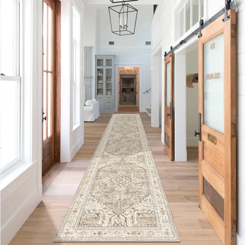 Washable Runner Rug (2'3" x 14' / Beige Brown)