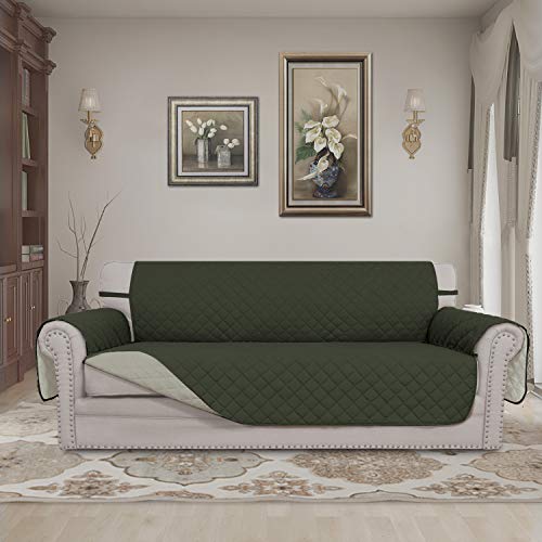 Reversible Couch Cover (Army Green/Beige / X-Large Sofa)