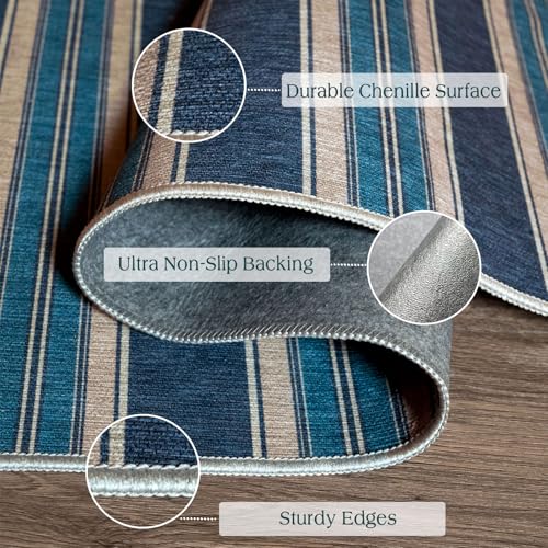 3x5 Striped Entry Rug (Striped - Navy Blue/Taupe / 3' x 5' (Rectangular))