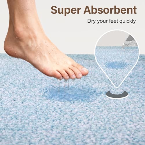 48x24 Bathroom Rugs Non Slip Washable (Light Blue / 2' x 4' (Rectangular))