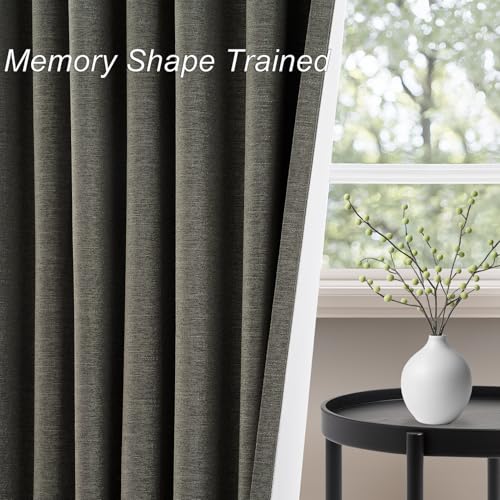 Extra Long Grey Linen Blackout Curtains 120 inches Long Thermal Insulated Energy Efficient Window Treatments for Bedroom Living Room Office Back Tab Rod Pocket (Carbon Grey / 52"W x 120"L (Pack of 2))