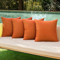 Pack of 4 Decorative Outdoor Throw Pillow Covers Linen Waterproof Pillow Covers Summer Farmhouse Cushion Cases for Patio Garden Tent Balcony Couch Sofa 16x16 Inch Orange (16" x 16" (Pack of 4) / Orange)