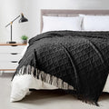 Black Throw Blanket 50 x70 Inch Jacquard Throw Knitted Blanket (Jacquard-black / 50"x70")