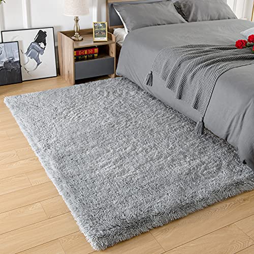 Premium Soft Fluffy Rug Modern Shag Carpet (5'3" x 7'7" (Rectangular) / Grey)