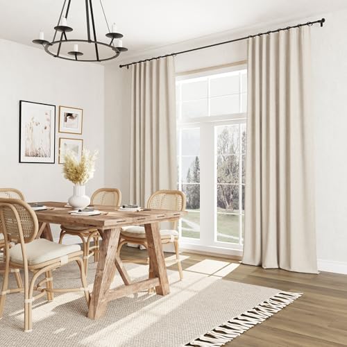 Extra Long 100% Blackout Linen Curtains for Bedroom 108 inches Long (Taupe Burlywood / 52"W x 108"L (Pack of 2))