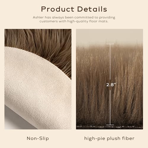 Ashler Faux Fur Rug (2 x 2.9 ft / C-dark Coffee)