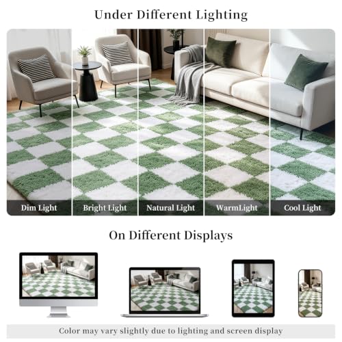 Large Area Rugs for Living Room Bedroom (Green and White / 9' x 12' (Rectangular))