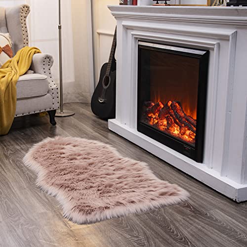 Ultra Soft Fluffy Shaggy Area Rug Faux Fur Rug Chair Cover Seat Pad Fuzzy Area Rug for Bedroom Floor Sofa Living Room (Pink / 2' x 4' (Sheepskin))