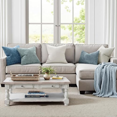 Decorative Couch Throw Pillow Covers 20x20 Inch Coastal Blue 2 Pack (20" x 20" (Pack of 2) / Blue)