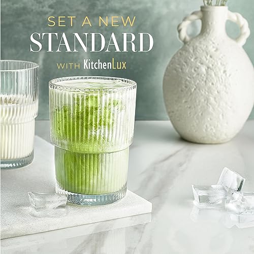 Ribbed Glass Cups 15oz (15 Ounces)
