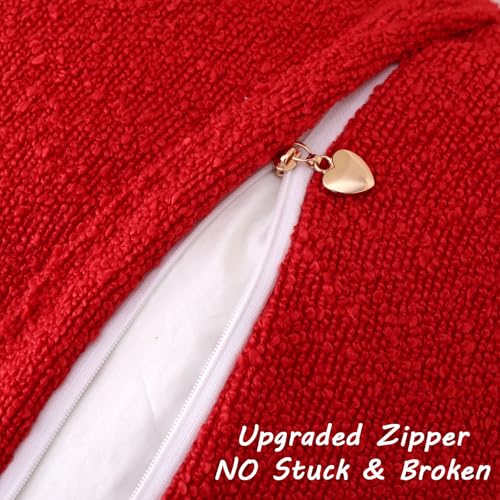 Pack of 2 Boucle Textured Throw Pillow Covers 12x20 Inch (Red / 20" x 12" (Pack of 2))