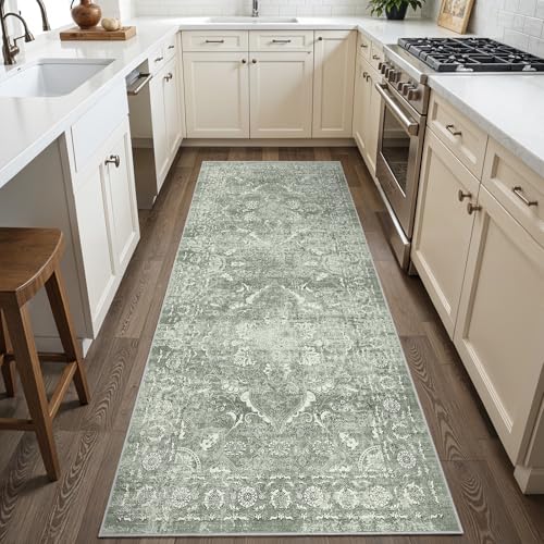 2x6 Washable Runner Rug (Muted Sage Green / 2' x 6' (Runner))