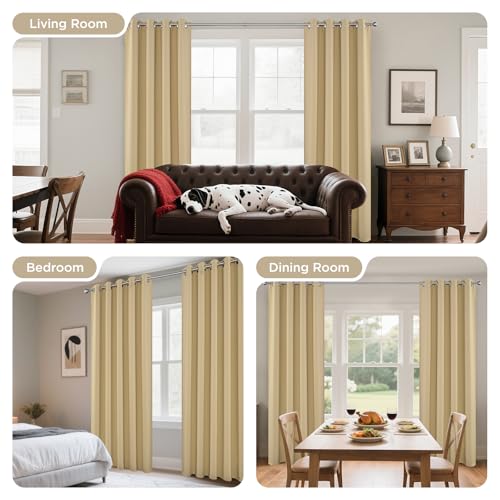Beige Blackout Curtains for Bedroom 54 Inch 2 Panels with Grommet (Beige / 52"W x 54"L (Pack of 2))