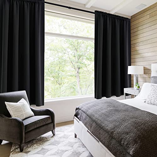 Blackout Curtains for Bedroom Living Room 52 x 54 Inch Long Black (Black / 52"W x 54"L (Pack of 2))