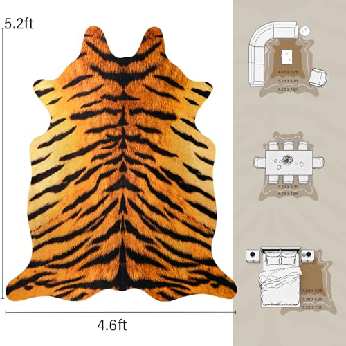 Premium Tiger Print Rug (4'7" X 5'2" (Irregular) / Classic Tiger)