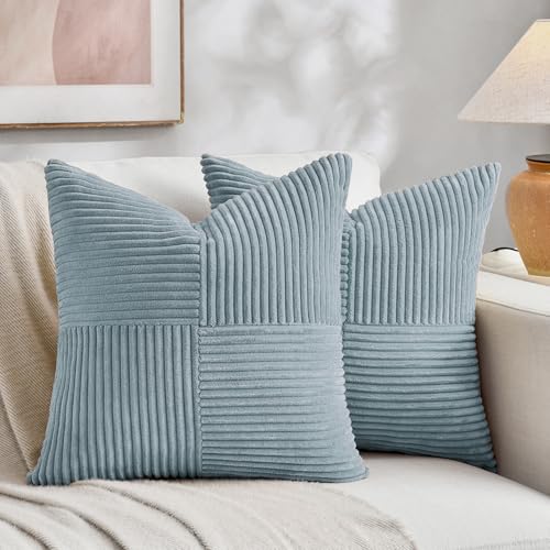 Set of 2 Light Blue Decorative Throw Pillow Covers 16x16 Inch for Living Room Couch Bed (Light Blue / 16" x 16" (Pack of 2))