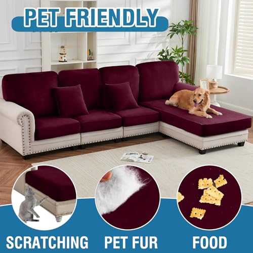 Couch Cover 6 (Wine / 3 Backrest + 2 Seater + 1 Chaise)