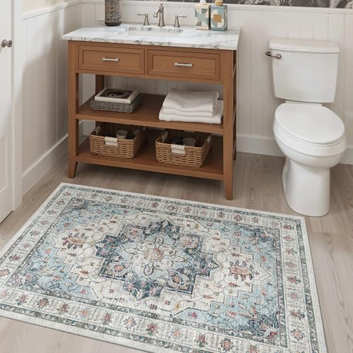 Washable Entry Rug 3x4 Area Rugs for Entryway Kitchen (Blue / 3' x 4' (Rectangular))
