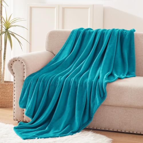 Soft Fleece Throw Blanket for Couch (Teal / Throw (50" x 60"))