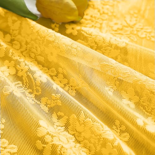 Vintage Lace Curtains Short (Mustard Yellow / 26"W x 30"L (Pack of 2))