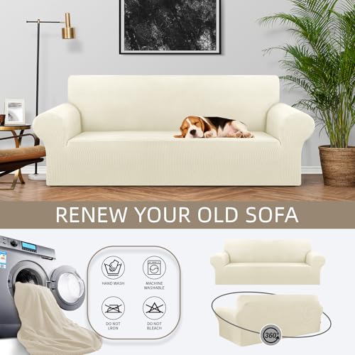 Stretch Couch Covers for Sofa (Beige / Large)