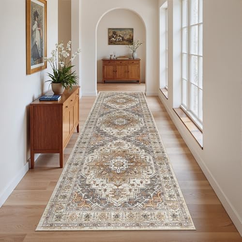 Kitchen Runner 2'6''x8' Soft Rug Runners for Hallways (Turmeric/Grey / 2'6" x 8' (Runner))