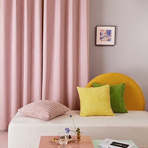 Living Room Curtains 84 Inches Long (Coral Pink/Wave Dots / 42"W x 84"L (Pack of 2))