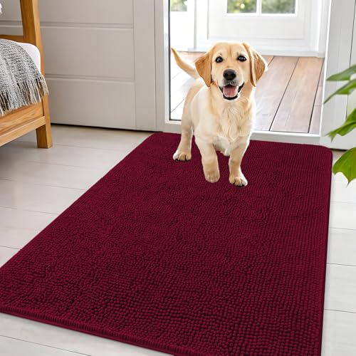 Dog Door Mat for Muddy Paws 44x32 (Burgundy / 44" X 32")