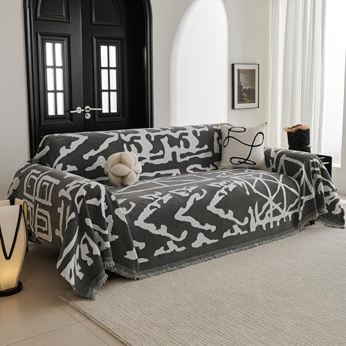 Boho Couch Cover Sofa Covers (71" x 118" / 8# Grey Geometry)