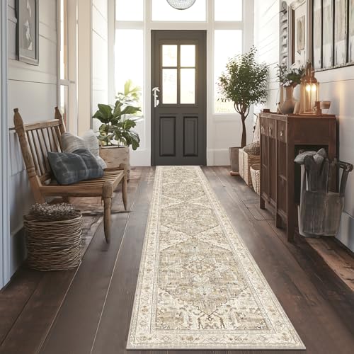 Washable Runner Rug (2' x 12' / Beige Brown)