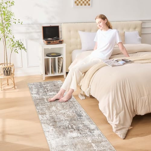 2x8 Washable Runner Rug for Hallway (Brown/Grey/Red / 2' x 8' (Runner))