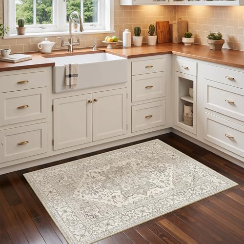 Washable Area Rug 2x3 Small Entryway Rugs Non (Beige/Brown / 2' x 3' (Rectangular))
