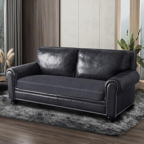 Leather Look Couch Cushion Covers Sofa Seat Slipcovers Sets Couches Furniture Protector for Sectional Armchair Loveseat Pets Kids Stretch Spandex Fabric (1 Cushion Loveseat / 01 Dark Grey)