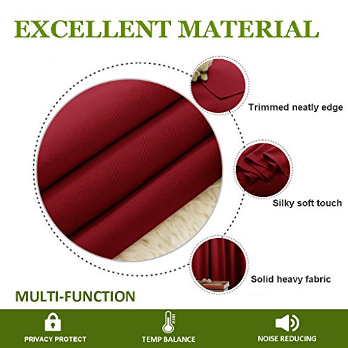 Christmas Burgundy Window Curtains Blackout Drapes (Burgundy Red / 70"W x 54"L (Pack of 2))