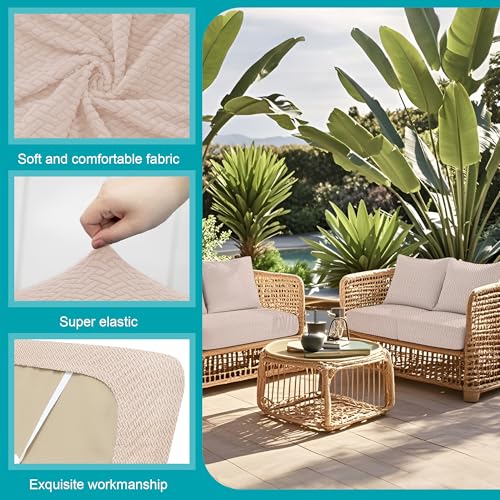 12 Pcs Outdoor Cushion Covers (Jacquard Twill Beige / 12PCS)