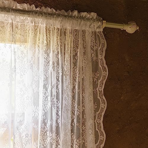 Vintage Lace Curtains 54 Inches Length (Bright White / 52"W x 54"L (Pack of 2))