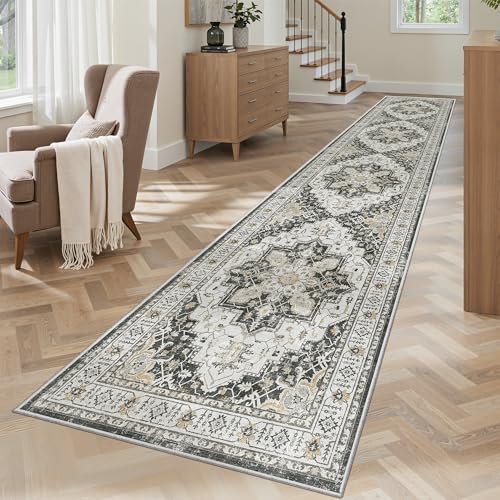 Washable Runner Rugs 2x10 Long for Hallway Kitchen (Black / 2' x 10' (Runner))