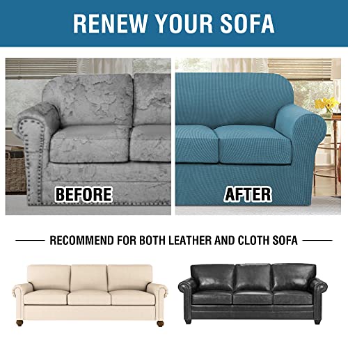 4 Piece Stretch Sofa Covers for 3 Cushion Couch Covers for Living Room Furniture Slipcovers (X-Large / Storm Blue)