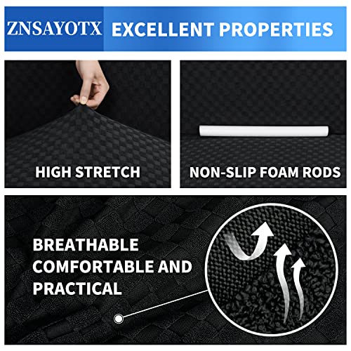 1 Piece Jacquard Chair Slipcovers for Living Room High Stretch Chair Covers with Arms Anti Slip Pets Friendly Couch Sofa Armchair Cover Furniture Protector (Small (31"-46") / Black)