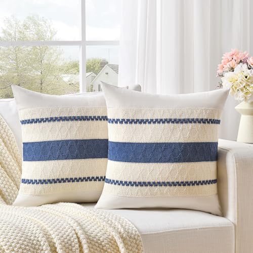 Set of 1 Dusty Blue Vintage Decorative Throw Pillow Covers 18x18 Inch for Couch Bed Sofa Chair Bedroom (18" x 18" (Pack of 1) / Dusty Blue)