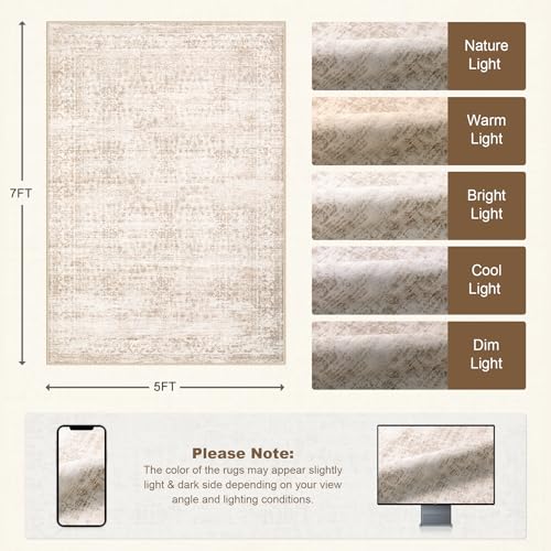 5x7 Area Rugs Living Room (Beige Brown / 5' x 7' (Rectangular))