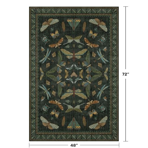 Dark Green 4x6 Washable Area Rug for Living Room (4' x 6' (Rectangular) / Dark Green)