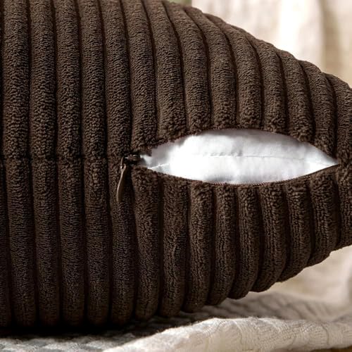 Dark Brown Decorative Throw Pillow Covers for Couch 18x18 Inch (Dark Brown / 18" x 18" (Pack of 2))