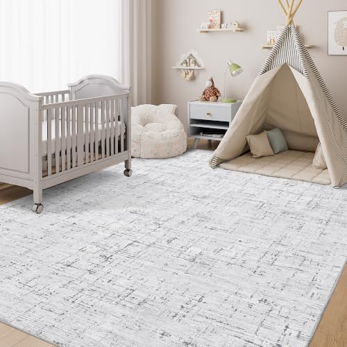 6x9 Area Rug Washable Modern Abstract Rug for Bedroom Non Slip Grey (Grey / 6' x 9' (Rectangular))