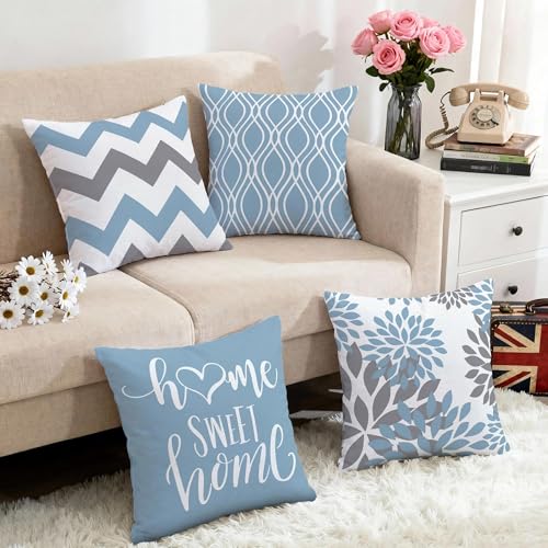 Throw Pillow Covers 16x16 (Blue Aqua / 16" x 16" (Pack of 4))