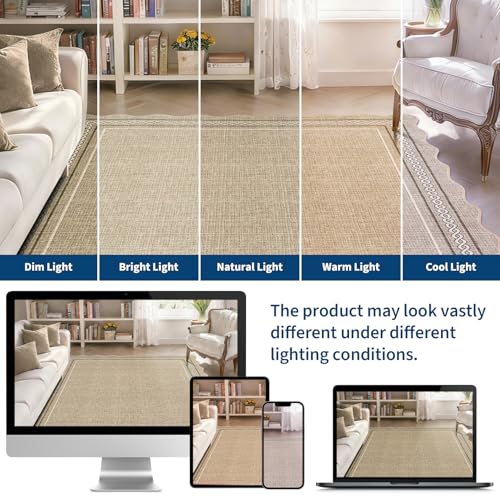 Scalloped Runner Rug for Hallway 2x10 Non Slip Washable (Jute Color / 2' x 10' (Runner))