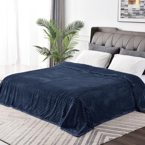 3D Ribbed Jacquard Navy Blue Full Size Blankes for Bed (Navy / Full(84"x90"))