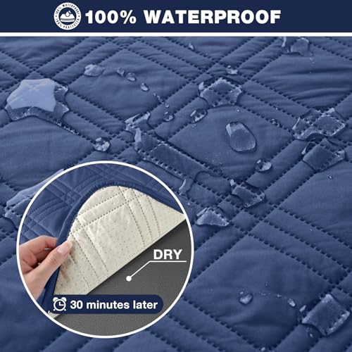 100% Waterproof Recliner Sofa Cover (Ocean Blue / 3 Seater Standard)